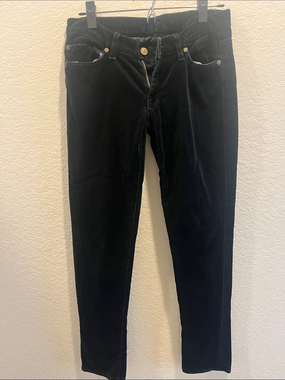 7 For All Mankind Black Velvet Skinny Jeans
